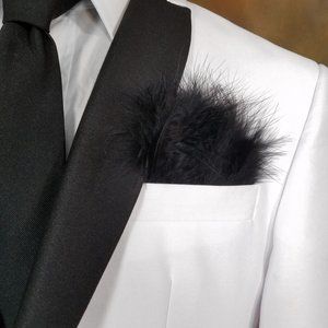 NEW Genuine Feather Pocket Square Insert - Black Feathers